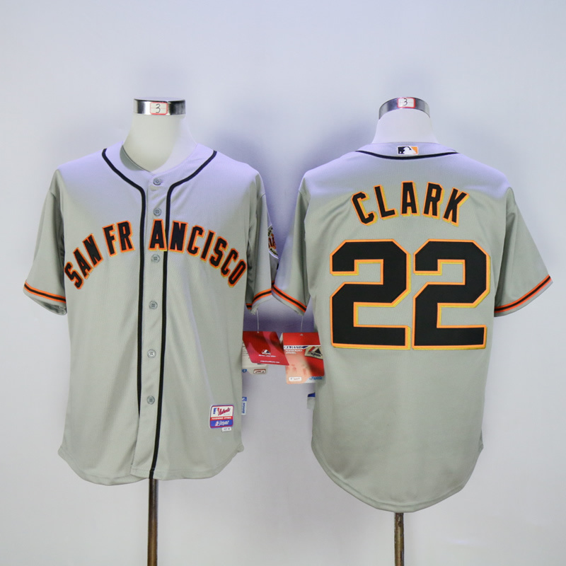 Men San Francisco Giants 22 Clark Grey Throwback MLB Jerseys